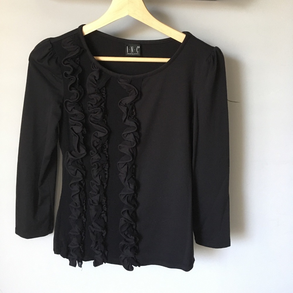 Women’s black ruffle top